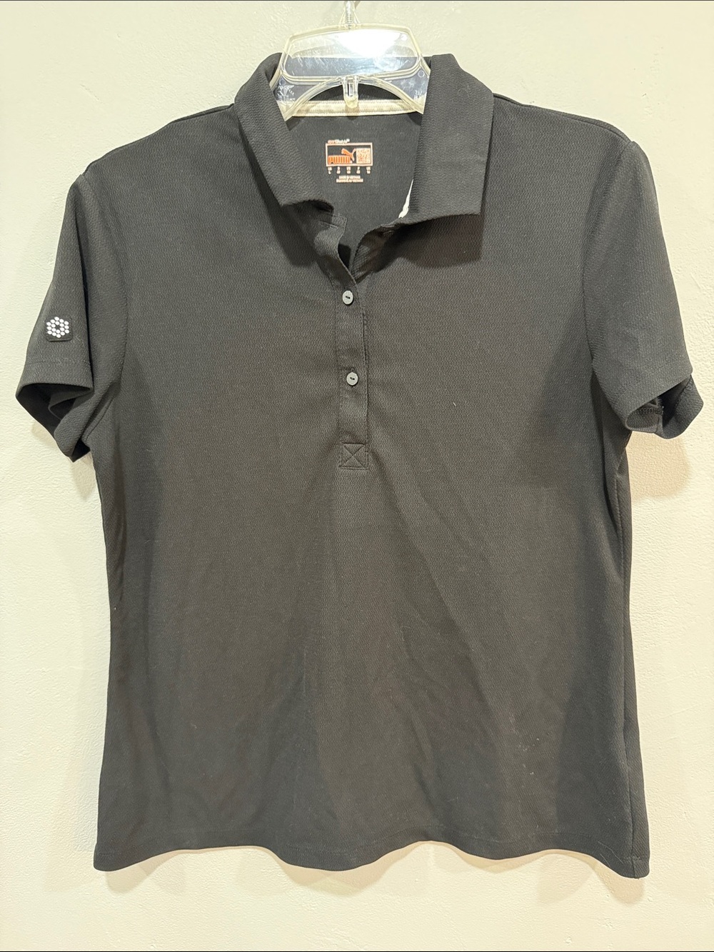 Puma black athletic dry cell collar shirt polo golf tennis active size large